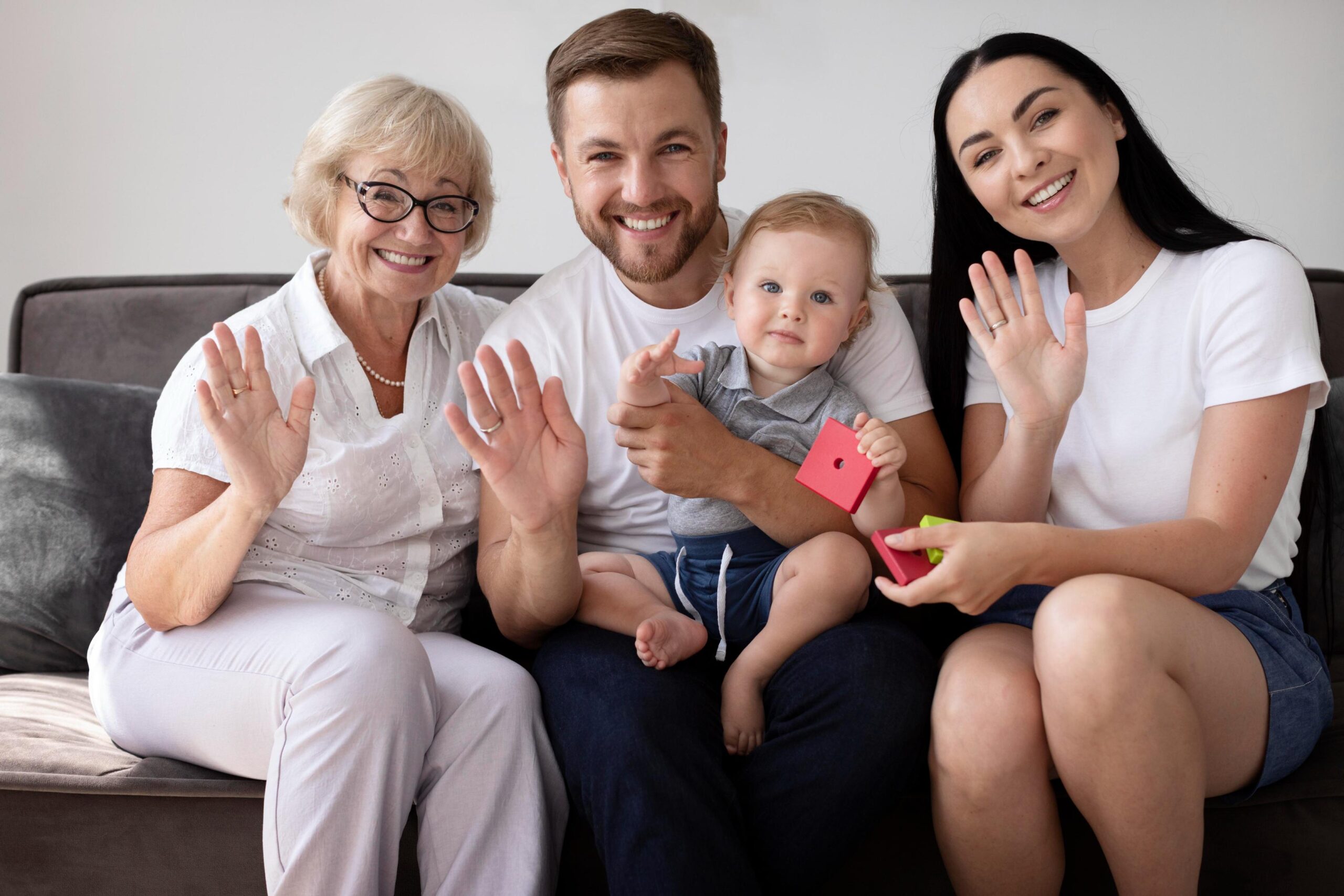 family-having-video-call-home